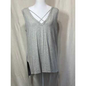Abound Gray Crisscross Tank Top High Low Hem Flowy Casual Minimal M